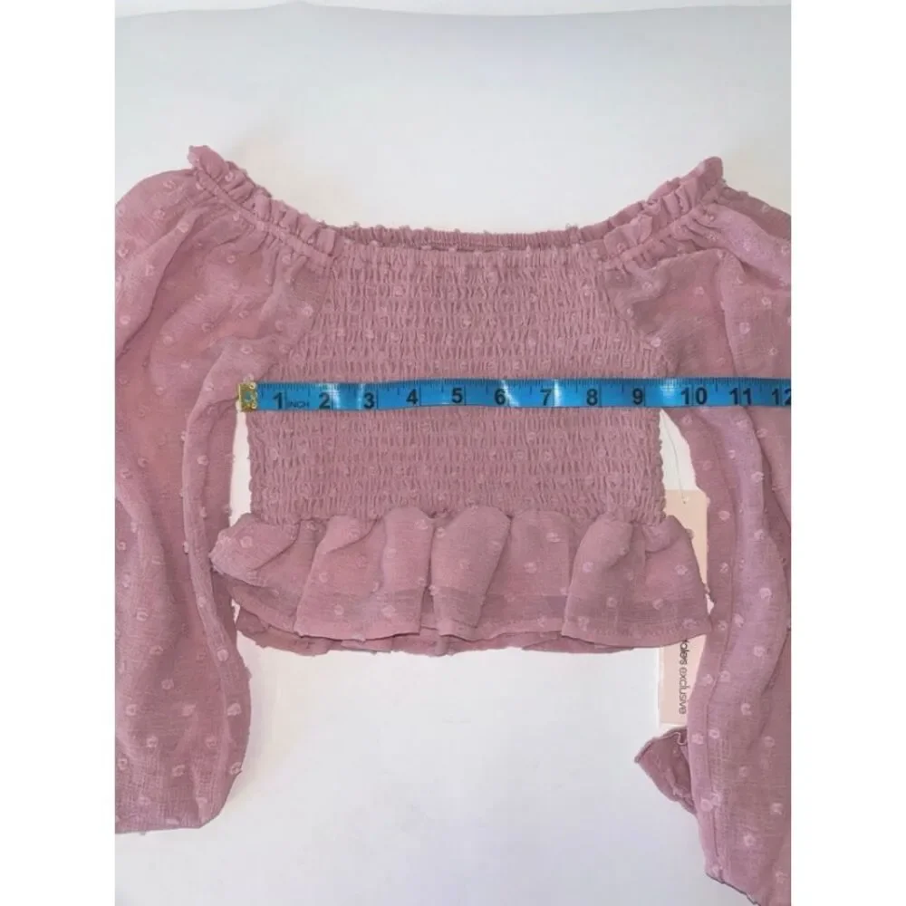 Aqua Girl Pink Swiss Dot Smocked Top Size S 7/8‎